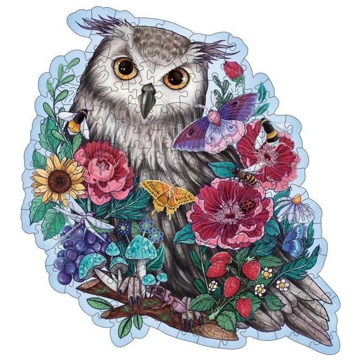 Puzzle en bois Hibou floral 150 pieces robustes et naturelles dont 15 figurines en bois (whimsies), des 10 ans, 17511, Ravensbur Puzzle en bois Hibou floral 150 pieces robustes et naturelles dont 15 figurines en bois (whimsies), des 10 ans, 17511, Ravensbur