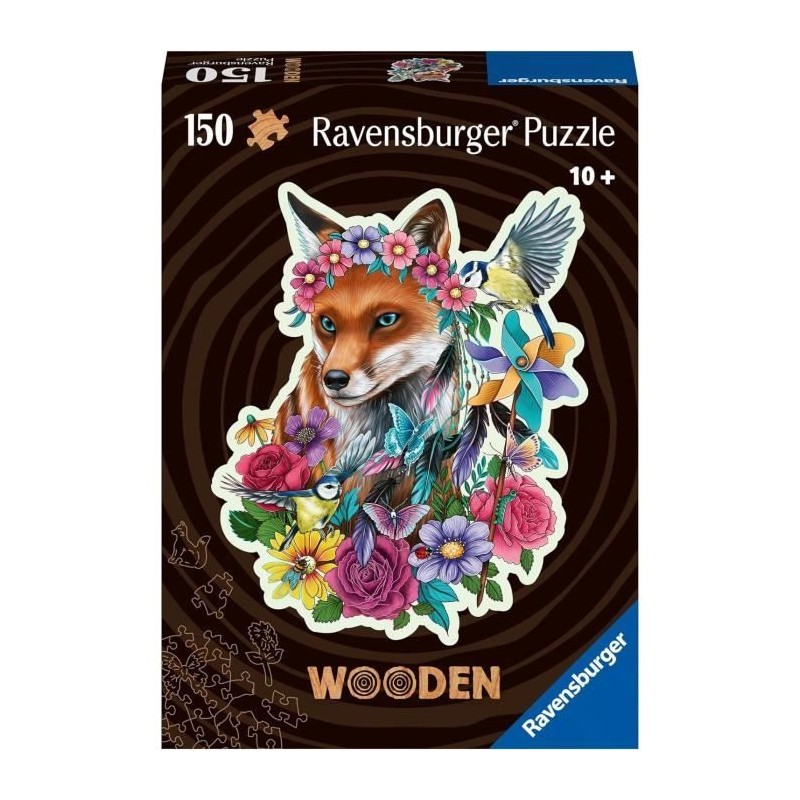 Puzzle en bois Renard coloré 150 pieces robustes et naturelles dont 1 Puzzle en bois Renard coloré 150 pieces robustes et naturelles dont 1