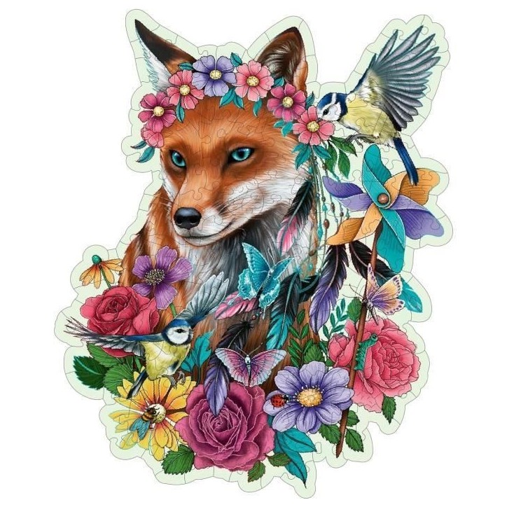 Puzzle en bois Renard coloré 150 pieces robustes et naturelles dont 15 figurines en bois (whimsies), Qualité premium - Pour en Puzzle en bois Renard coloré 150 pieces robustes et naturelles dont 15 figurines en bois (whimsies), Qualité premium - Pour en
