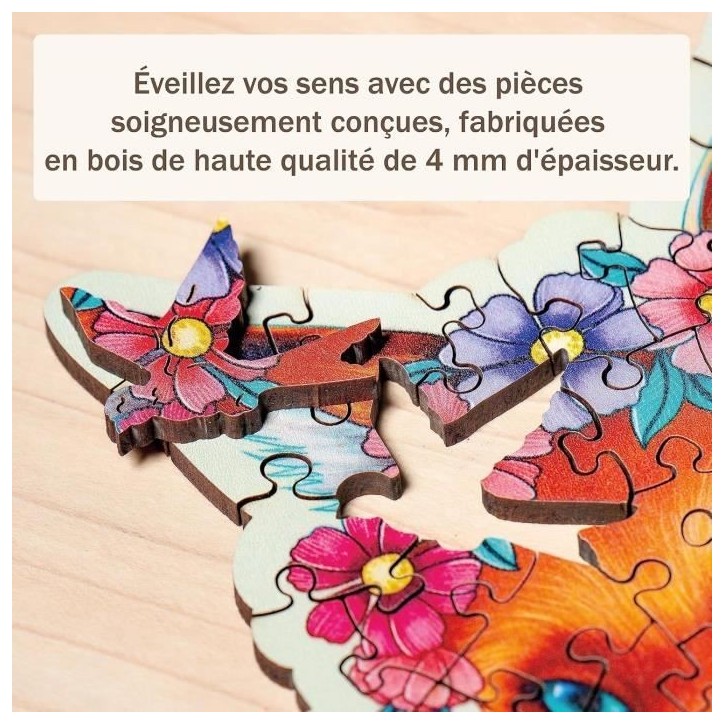 Puzzle en bois Renard coloré 150 pieces robustes et naturelles dont 15 figurines en bois (whimsies), Qualité premium - Pour en Puzzle en bois Renard coloré 150 pieces robustes et naturelles dont 15 figurines en bois (whimsies), Qualité premium - Pour en