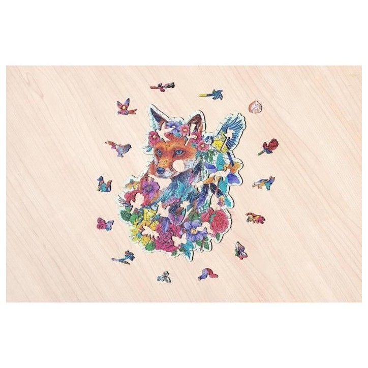 Puzzle en bois Renard coloré 150 pieces robustes et naturelles dont 15 figurines en bois (whimsies), Qualité premium - Pour en Puzzle en bois Renard coloré 150 pieces robustes et naturelles dont 15 figurines en bois (whimsies), Qualité premium - Pour en