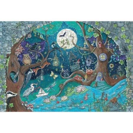 Puzzle en bois Foret fantastique 500 pieces robustes et naturelles dont 40 figurines en bois (whimsies), Qualité premium - Pour