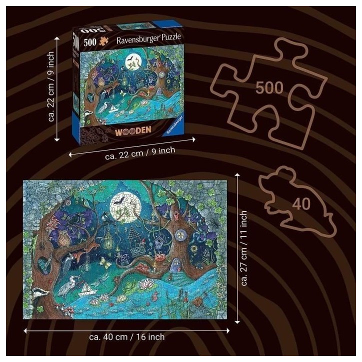 Puzzle en bois Foret fantastique 500 pieces robustes et naturelles dont 40 figurines en bois (whimsies), Qualité premium - Pour Puzzle en bois Foret fantastique 500 pieces robustes et naturelles dont 40 figurines en bois (whimsies), Qualité premium - Pour
