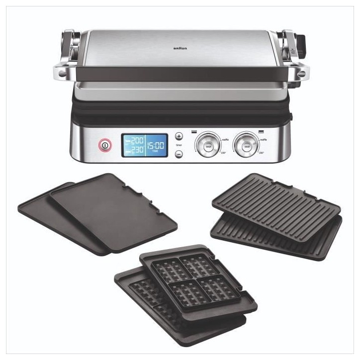 Grill multifonctions - BRAUN - Multi Pro 9 - 2000 W - 3 positions de chauffe - Noir / Acier