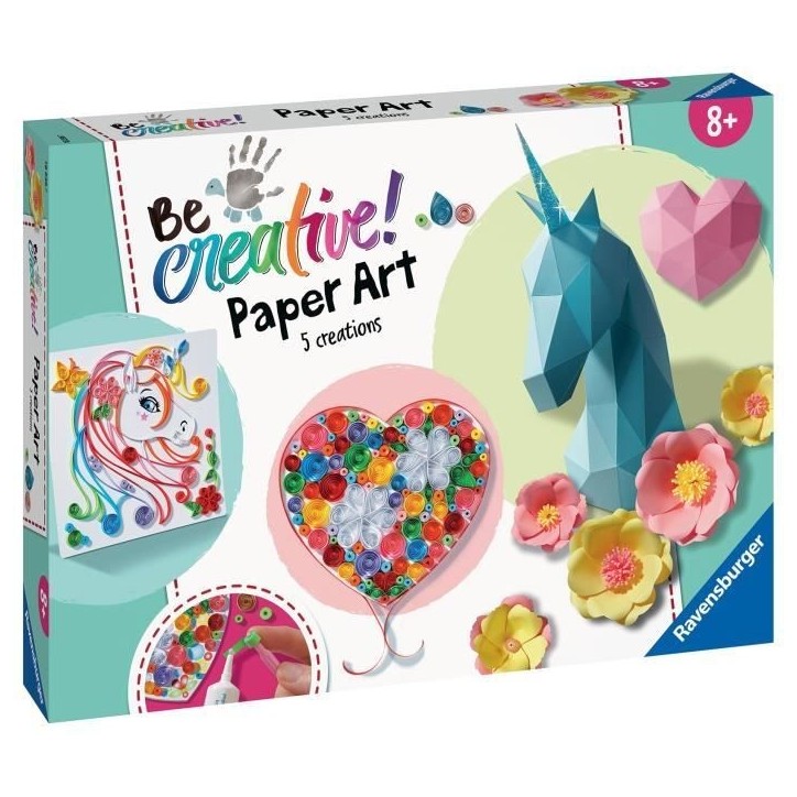 Be Creative Paper Art Maxi Origami, Pliage 3D, Quilling, 9 réalisations, Création objets, Loisir créatif, Des 8 ans – 18236 Be Creative Paper Art Maxi Origami, Pliage 3D, Quilling, 9 réalisations, Création objets, Loisir créatif, Des 8 ans – 18236