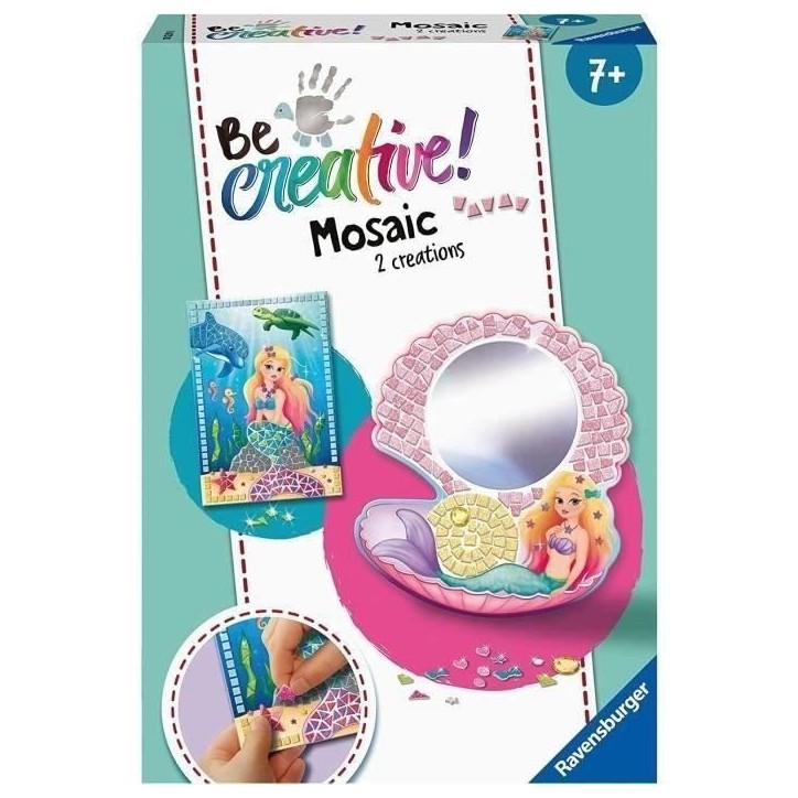 Coffret Mosaique Ravensburger Mermaid - A partir de 7 ans - Décorez facilement 2 objets - Certifié FSC mixte Coffret Mosaique Ravensburger Mermaid - A partir de 7 ans - Décorez facilement 2 objets - Certifié FSC mixte