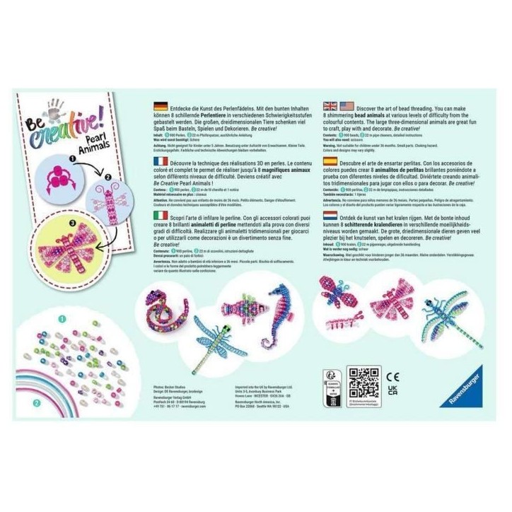 Kit de création d'animaux en perles, Ravensburger - Mixte - A partir de 6 ans Kit de création d'animaux en perles, Ravensburger - Mixte - A partir de 6 ans