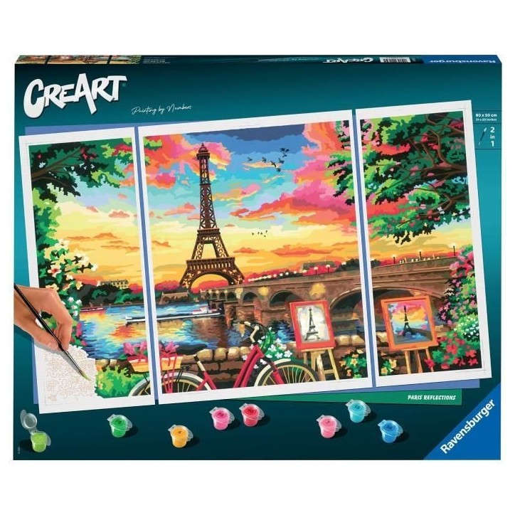 CreArt Paris format triptyque 80x50cm - Peinture par numéros – Des 12 ans – Ravensburger - 20134 CreArt Paris format triptyque 80x50cm - Peinture par numéros – Des 12 ans – Ravensburger - 20134