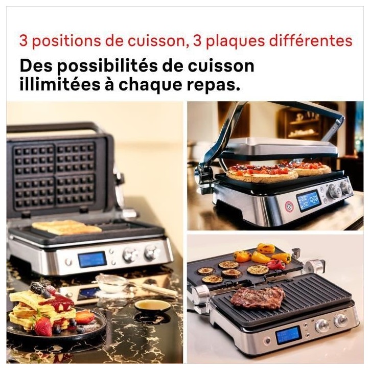Grill multifonctions - BRAUN - Multi Pro 9 - 2000 W - 3 positions de chauffe - Noir / Acier