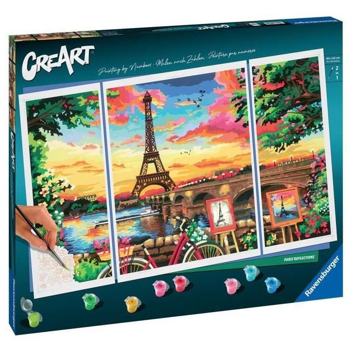 CreArt Paris format triptyque 80x50cm - Peinture par numéros – Des 12 ans – Ravensburger - 20134 CreArt Paris format triptyque 80x50cm - Peinture par numéros – Des 12 ans – Ravensburger - 20134