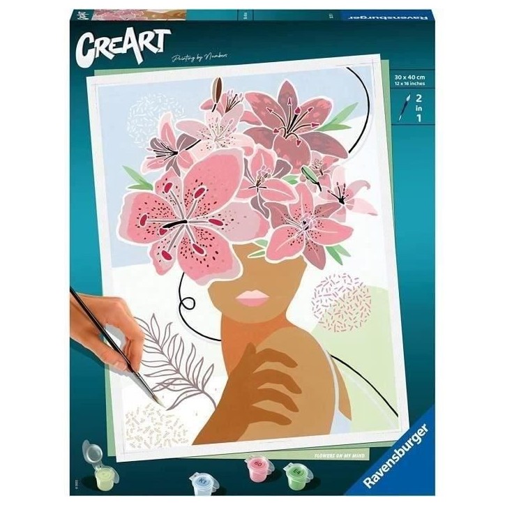 CreArt Flowers on my mind 24x30 cm - Peinture par numéros – Des 12 ans – Ravensburger - 20275 CreArt Flowers on my mind 24x30 cm - Peinture par numéros – Des 12 ans – Ravensburger - 20275