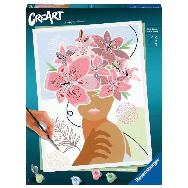 CreArt Flowers on my mind 24x30 cm - Peinture par numéros – Des 12 ans – Ravensburger - 20275 CreArt Flowers on my mind 24x30 cm - Peinture par numéros – Des 12 ans – Ravensburger - 20275