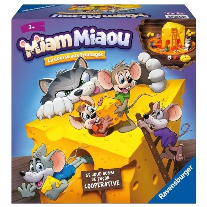 Jeu de société - Ravensburger - Miam Miaou - La course aux fromages - Enfant 3 ans - 2 a 4 joueurs Jeu de société - Ravensburger - Miam Miaou - La course aux fromages - Enfant 3 ans - 2 a 4 joueurs