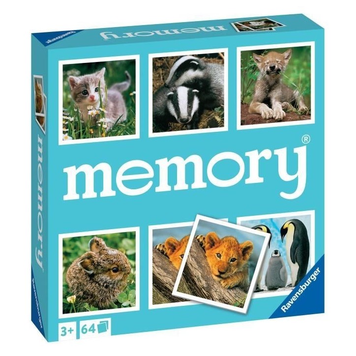 Jeu de paires et de mémoire - Grand memory - Petits Animaux - Ravensburger - 64 cartes Jeu de paires et de mémoire - Grand memory - Petits Animaux - Ravensburger - 64 cartes