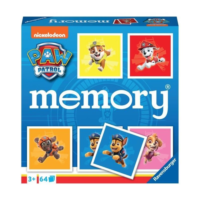 Jeu de mémoire - Ravensburger - Grand memory Pat'Patrouille - Multico Jeu de mémoire - Ravensburger - Grand memory Pat'Patrouille - Multico