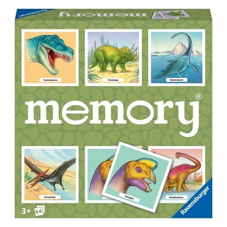 Grand memory Dinosaures, Jeu Educatif, association et mémorisation, A partir de 3 ans, 20924, Ravensburger