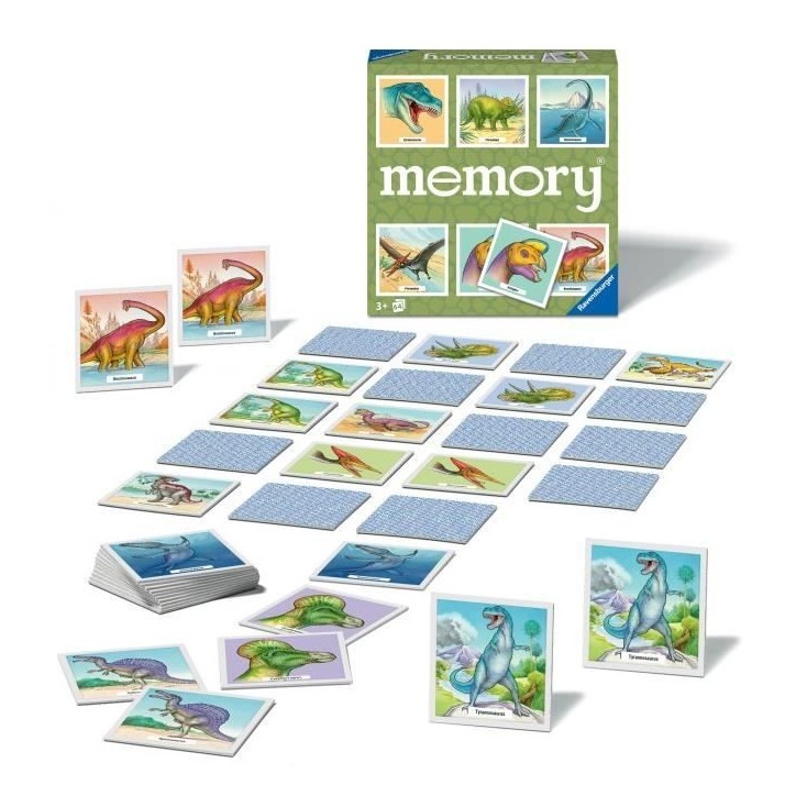 Grand memory Dinosaures, Jeu Educatif, association et mémorisation, A partir de 3 ans, 20924, Ravensburger