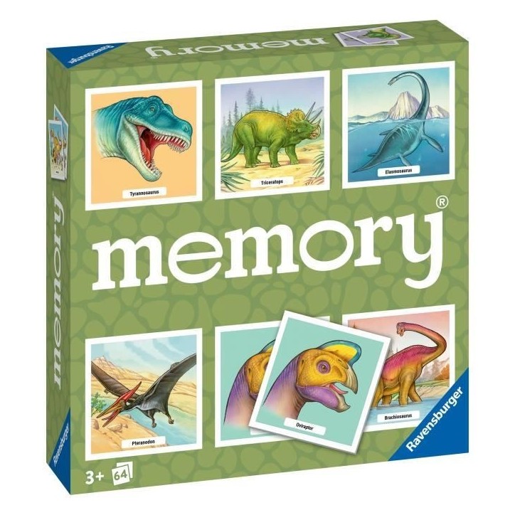 Grand memory Dinosaures, Jeu Educatif, association et mémorisation, A partir de 3 ans, 20924, Ravensburger