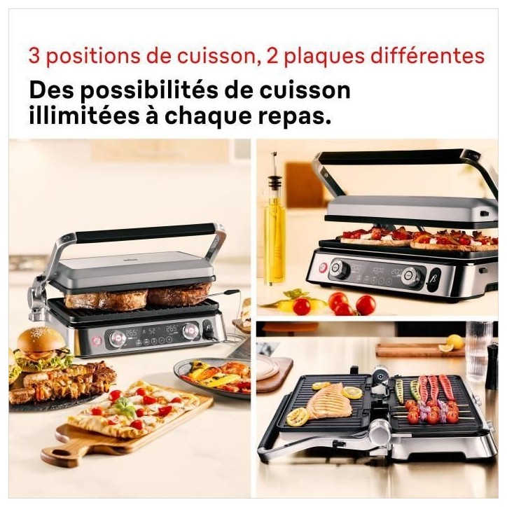 Grill multifonctions - BRAUN - Multi Grill 9 Pro - 2200 W - 3 positions de chauffe - Noir / Acier Grill multifonctions - BRAUN - Multi Grill 9 Pro - 2200 W - 3 positions de chauffe - Noir / Acier