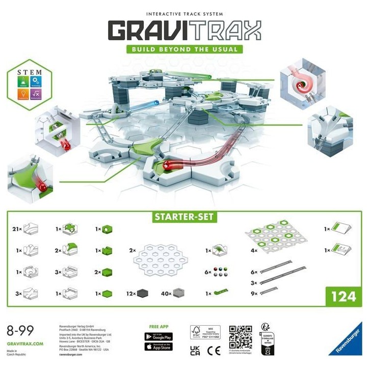 Gravitrax Starter Set 122 pieces, Circuit de billes, Jeu de construction créatif, Des 8 ans, 22410, Ravensburger