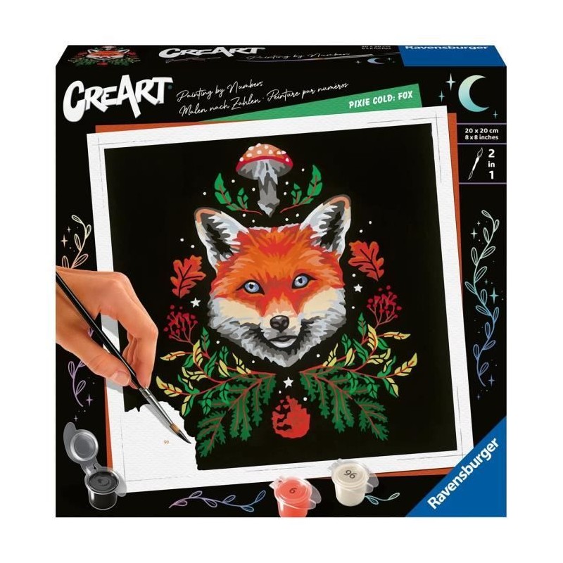 CreArt Fox / Renard 20x20 cm - format carré - Peinture par numéros CreArt Fox / Renard 20x20 cm - format carré - Peinture par numéros