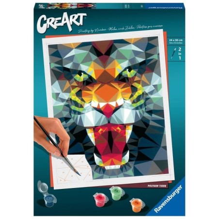 CreArt Tigre polygonal 24x30 cm - Peinture par numéros – Des 12 ans