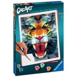 CreArt Tigre polygonal 24x30 cm - Peinture par numéros – Des 12 ans