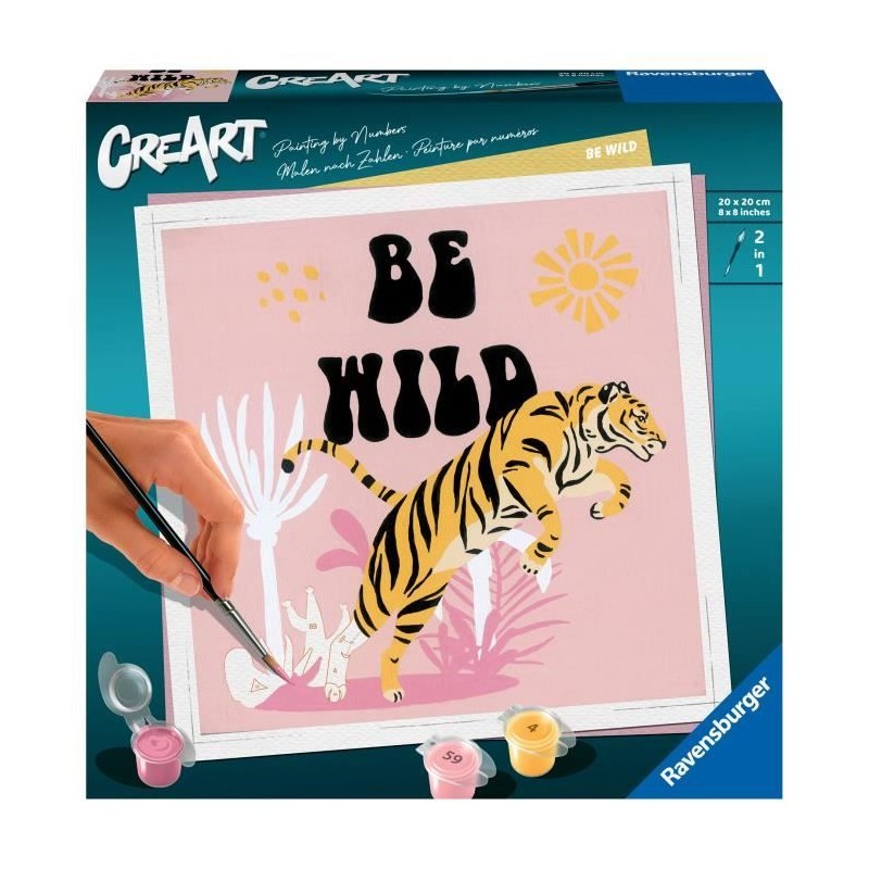CreArt Be Wild 20x20 cm - Peinture par numéros – Des 12 ans – Rav CreArt Be Wild 20x20 cm - Peinture par numéros – Des 12 ans – Rav