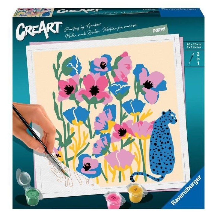CreaArt Poppy - 20x20 cm - Edition limitée Jolane - Peinture au numéro Adulte - Des 12 ans - Décoration murale - RAVENSBURGER CreaArt Poppy - 20x20 cm - Edition limitée Jolane - Peinture au numéro Adulte - Des 12 ans - Décoration murale - RAVENSBURGER