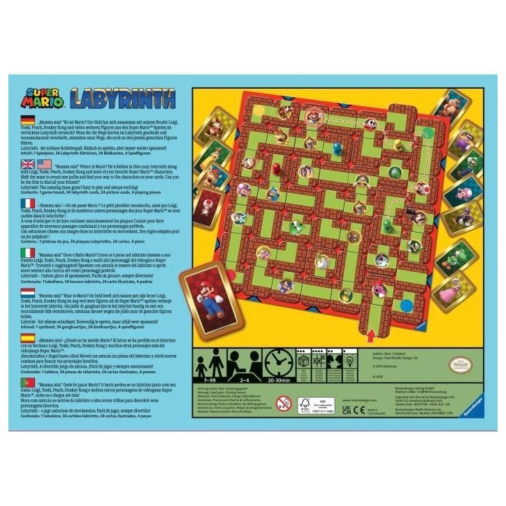 Labyrinthe SUPER MARIO, Jeu de société famille, Chasse au trésor dans un labyrinthe en mouvement, Des 7 ans, Ravensburger Labyrinthe SUPER MARIO, Jeu de société famille, Chasse au trésor dans un labyrinthe en mouvement, Des 7 ans, Ravensburger