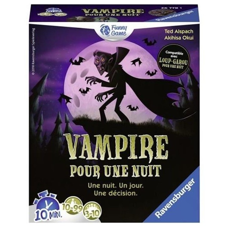 Vampire pour une nuit, Jeu de carte et de rôle, Des 10 ans, Durée 30 min, RAVENSBURGER