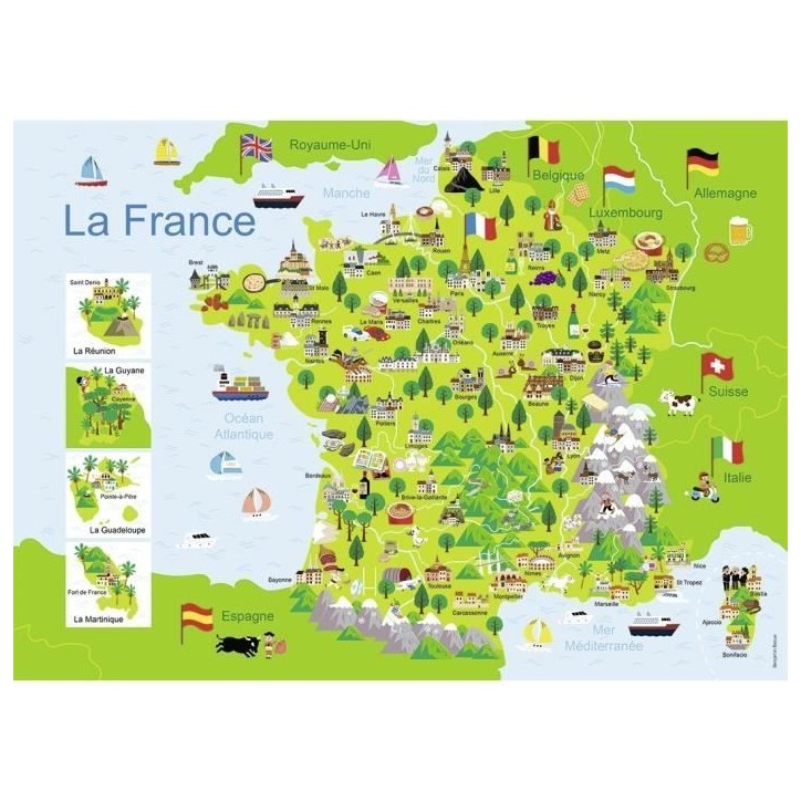 Puzzle enfant 100 pieces - Carte de France - Nathan - Trieur 3 compartiments - Des 6 ans Puzzle enfant 100 pieces - Carte de France - Nathan - Trieur 3 compartiments - Des 6 ans