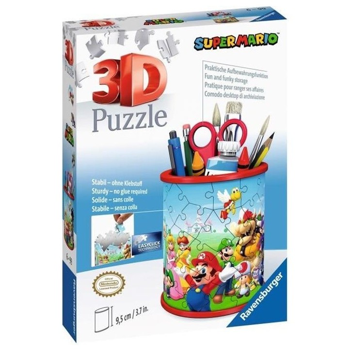 Pot a crayons 3D Super Mario - Ravensburger - Puzzle enfant - 54 pieces - Sans colle - a partir de 6 ans Pot a crayons 3D Super Mario - Ravensburger - Puzzle enfant - 54 pieces - Sans colle - a partir de 6 ans