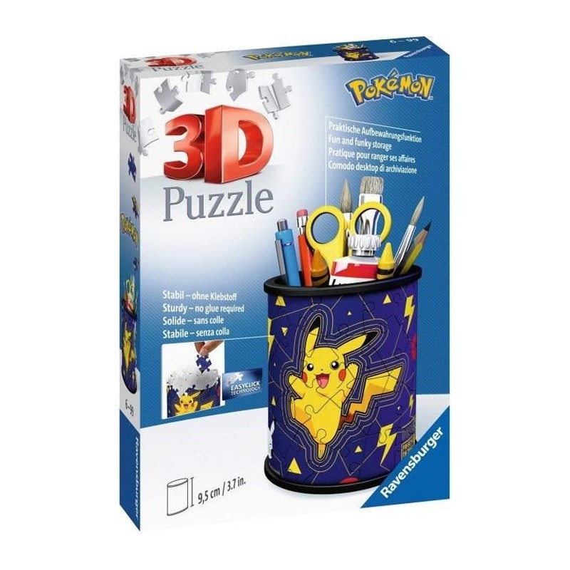 Pot a crayons Pokémon Puzzle 3D Ravensburger - 54 pieces - Sans colle Pot a crayons Pokémon Puzzle 3D Ravensburger - 54 pieces - Sans colle