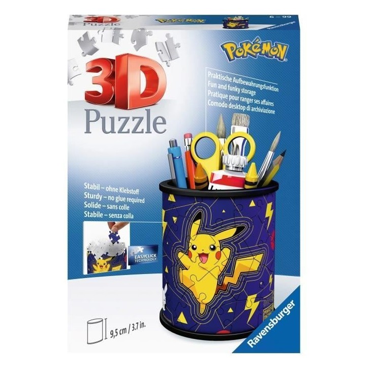Pot a crayons Pokémon Puzzle 3D Ravensburger - 54 pieces - Sans colle - Des 6 ans Pot a crayons Pokémon Puzzle 3D Ravensburger - 54 pieces - Sans colle - Des 6 ans