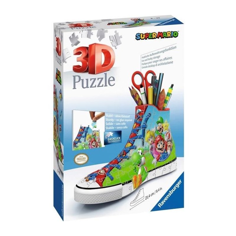 Puzzle 3D Sneaker Super Mario - Ravensburger - 108 pieces - Sans colle Puzzle 3D Sneaker Super Mario - Ravensburger - 108 pieces - Sans colle