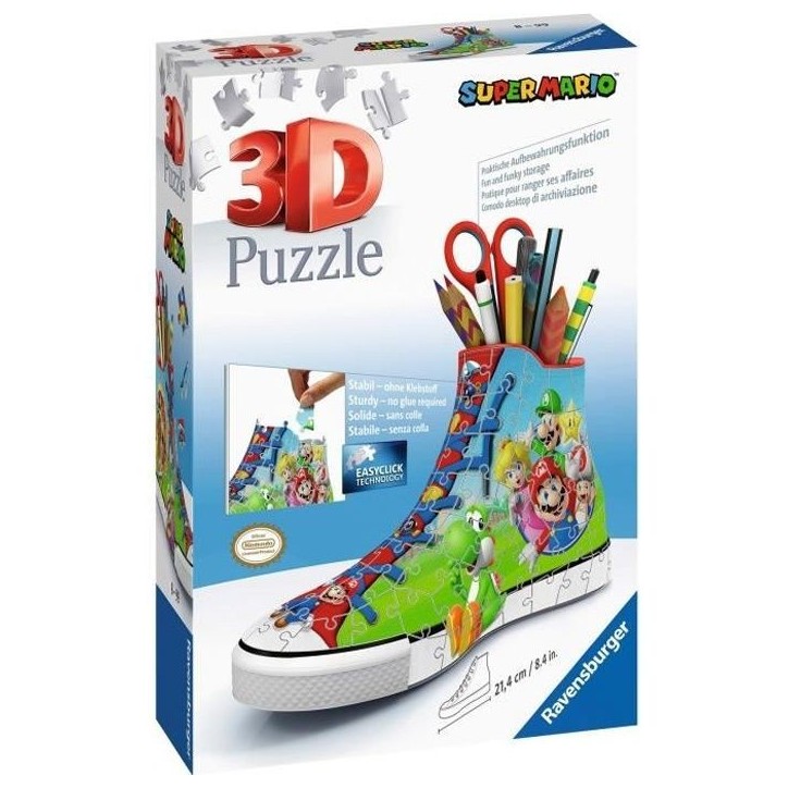 Puzzle 3D Sneaker Super Mario - Ravensburger - 108 pieces - Sans colle - A partir de 8 ans Puzzle 3D Sneaker Super Mario - Ravensburger - 108 pieces - Sans colle - A partir de 8 ans