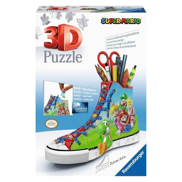 Puzzle 3D Sneaker Super Mario - Ravensburger - 108 pieces - Sans colle - A partir de 8 ans Puzzle 3D Sneaker Super Mario - Ravensburger - 108 pieces - Sans colle - A partir de 8 ans