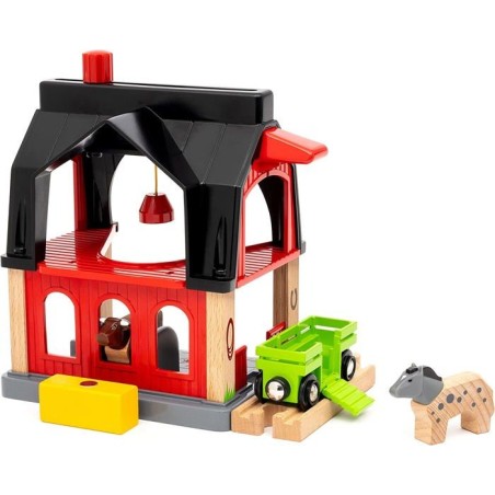 BRIO World - 36012 - Grange des animaux - Accessoire pour circuit de train en bois - Jouet pour garçons et filles des 3 ans