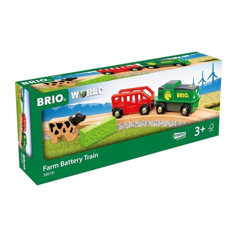 Train de la Ferme a Pile - BRIO - Circuit en bois - Wagon et chargemen Train de la Ferme a Pile - BRIO - Circuit en bois - Wagon et chargemen