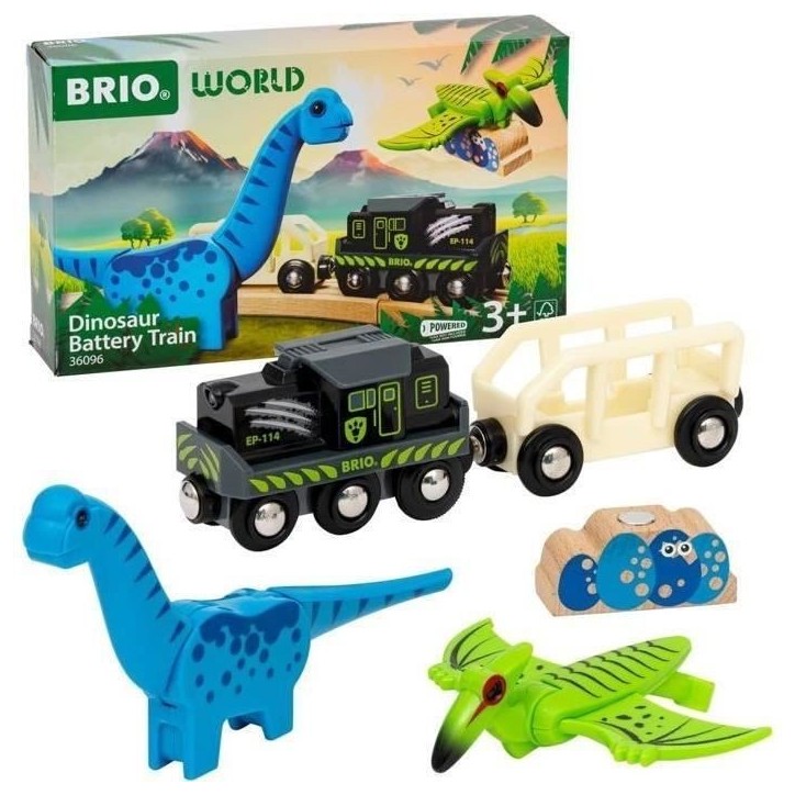 Brio Train a Piles Dinosaure - Train électrique - Dinosaure Inclus - pour circuit de train en bois - Des 3 Ans - Brio World - 3 Brio Train a Piles Dinosaure - Train électrique - Dinosaure Inclus - pour circuit de train en bois - Des 3 Ans - Brio World - 3