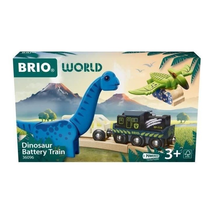Brio Train a Piles Dinosaure - Train électrique - Dinosaure Inclus - pour circuit de train en bois - Des 3 Ans - Brio World - 3 Brio Train a Piles Dinosaure - Train électrique - Dinosaure Inclus - pour circuit de train en bois - Des 3 Ans - Brio World - 3