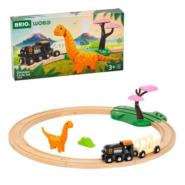 Circuit Dinosaure - Coffret Complet 12 pieces - Action de Jeu sans Pile - Dinosaure Inclus - Circuit de Train en Bois - BRIO Wor Circuit Dinosaure - Coffret Complet 12 pieces - Action de Jeu sans Pile - Dinosaure Inclus - Circuit de Train en Bois - BRIO Wor