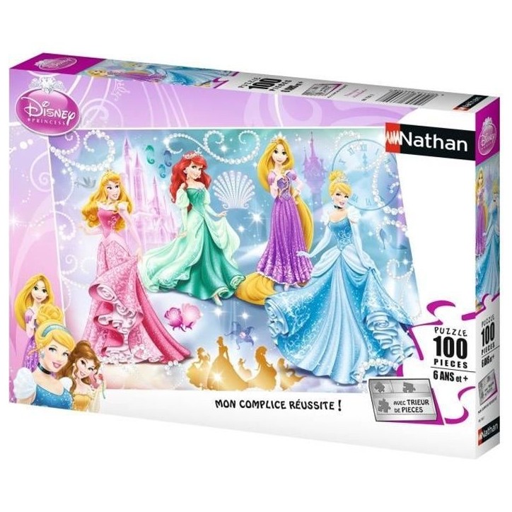Puzzle 100 pieces - Princesses étincelantes - Disney Princesses - Trieurs de pieces - Nathan Puzzle 100 pieces - Princesses étincelantes - Disney Princesses - Trieurs de pieces - Nathan