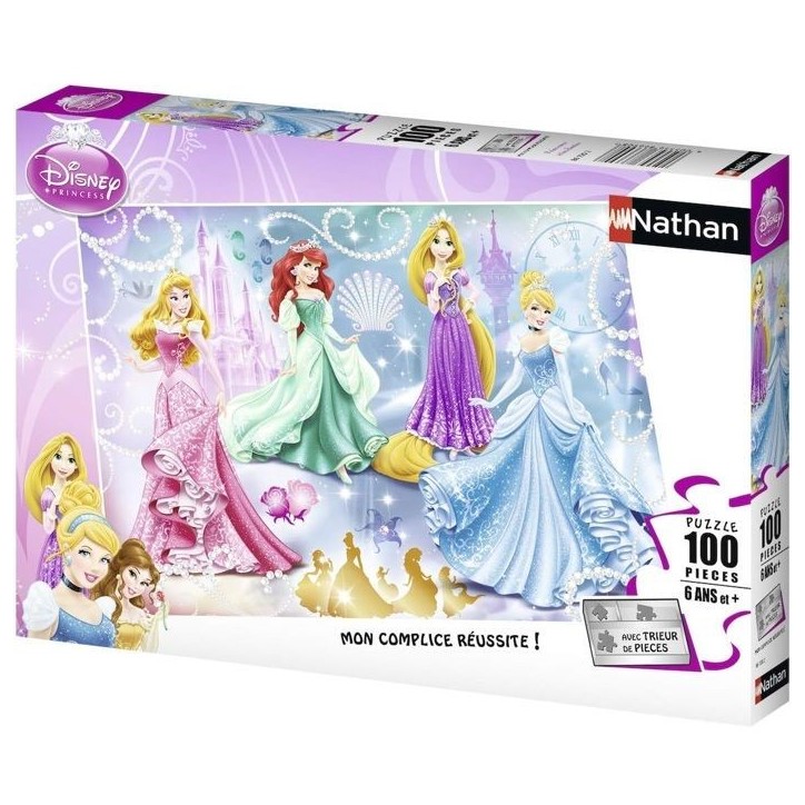 Puzzle 100 pieces - Princesses étincelantes - Disney Princesses - Trieurs de pieces - Nathan Puzzle 100 pieces - Princesses étincelantes - Disney Princesses - Trieurs de pieces - Nathan
