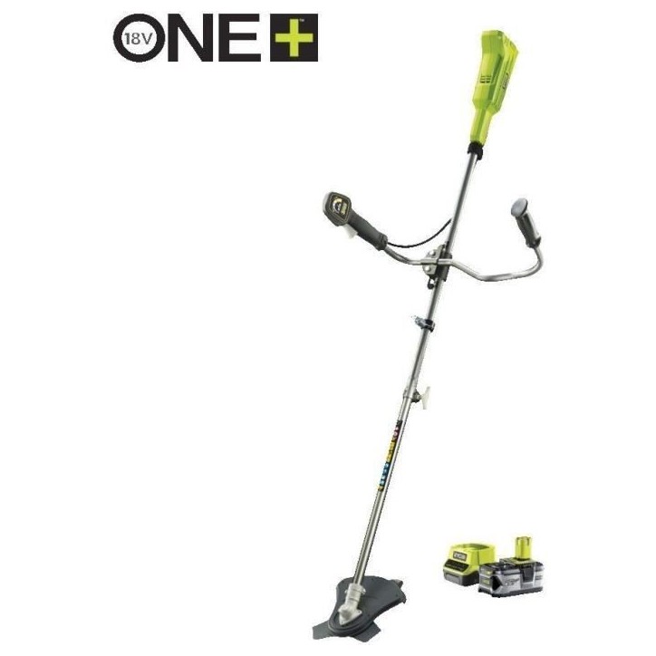 RYOBI - Débroussailleuse 18V ONE+ - guidon - Ø fil 1 x 1,6mm - lame 3 dents Tri-Arc™ 20cm + batterie 4,0 Ah & chargeur - RBC