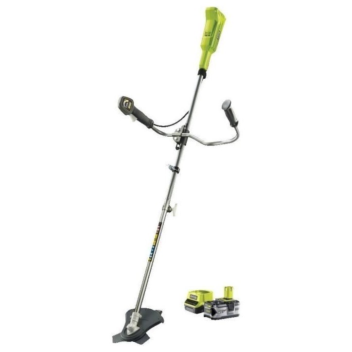 RYOBI - Débroussailleuse 18V ONE+ - guidon - Ø fil 1 x 1,6mm - lame 3 dents Tri-Arc™ 20cm + batterie 4,0 Ah & chargeur - RBC