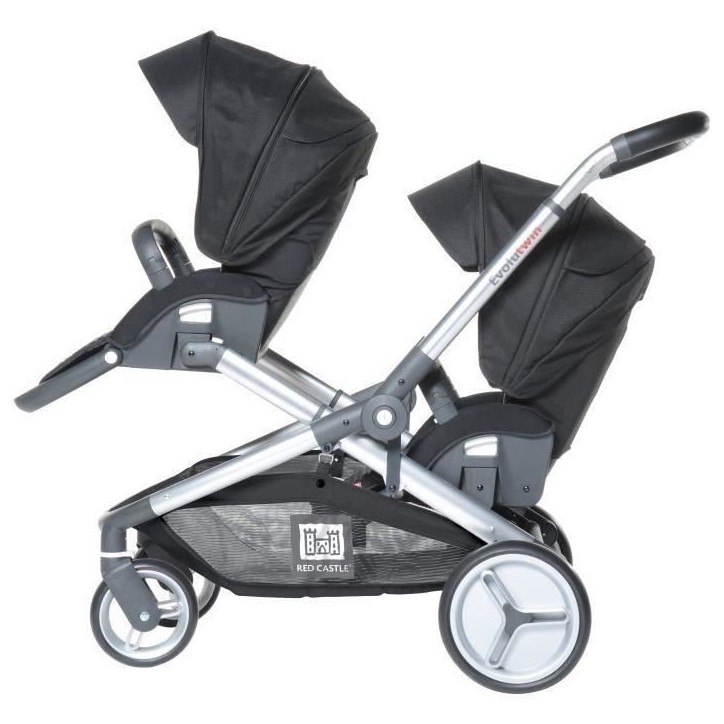 RED CASTLE Poussette double Evolutwin - Des la naissance - Jusqu'a 15kg - Dossier réglable - Noir RED CASTLE Poussette double Evolutwin - Des la naissance - Jusqu'a 15kg - Dossier réglable - Noir