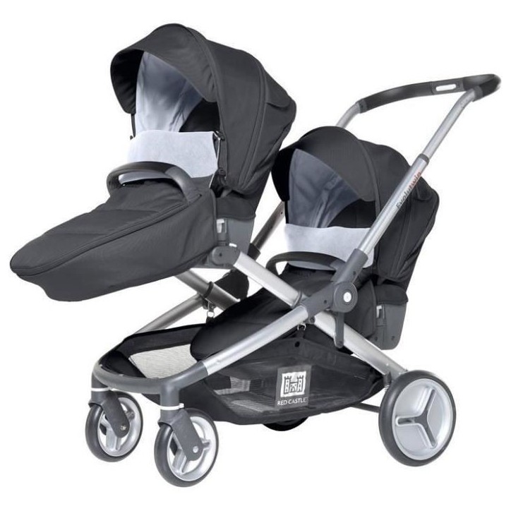 RED CASTLE Poussette double Evolutwin - Des la naissance - Jusqu'a 15kg - Dossier réglable - Noir RED CASTLE Poussette double Evolutwin - Des la naissance - Jusqu'a 15kg - Dossier réglable - Noir