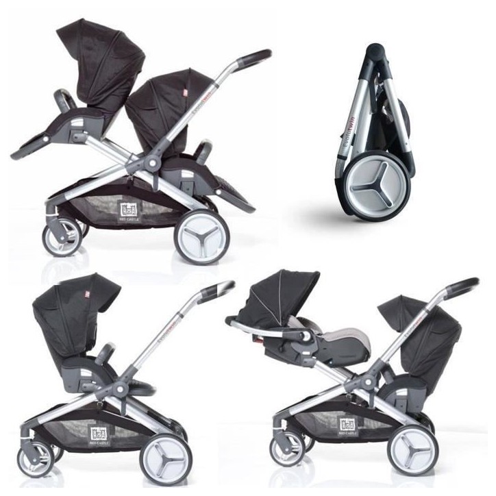 RED CASTLE Poussette double Evolutwin - Des la naissance - Jusqu'a 15kg - Dossier réglable - Noir RED CASTLE Poussette double Evolutwin - Des la naissance - Jusqu'a 15kg - Dossier réglable - Noir